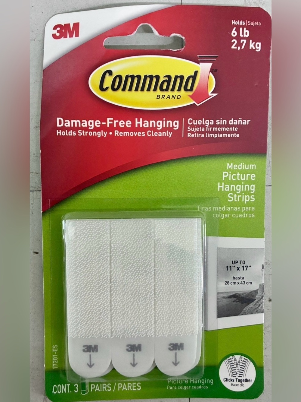 💚$5💚NEW 3M COMMAND Medium Picture Hanging Strips, White, 3 Sets of Strips/Pack